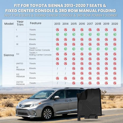 Floor Mats for Toyota Sienna 7 Seat 2013