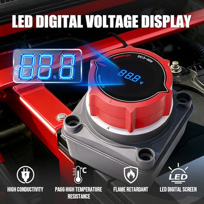 Upgrade DC 5 60V Battery Disconnect Switch with Digital Voltmeter
