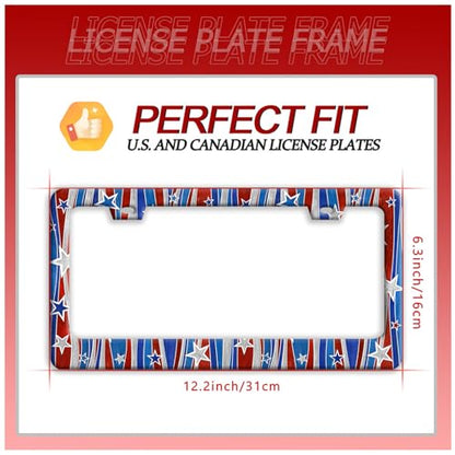 American License Plate Frame Stainless Steel USA Flag License Holder