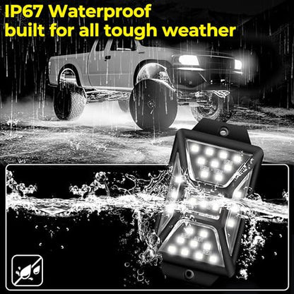 30 Pods 810 LEDs 6000K White Rock Lights with 32.8FT Extension Wire (30 Count)