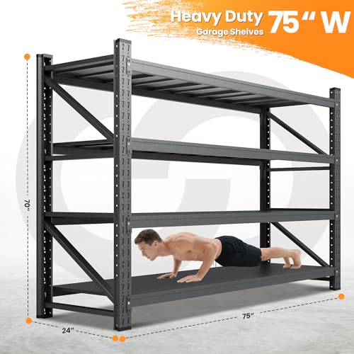 75”W Heavy Duty Metal Storage Shelves (4 Count)