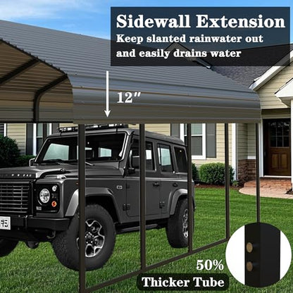 20x20 FT Heavy Duty Metal Carport with Galvanized Steel Roof & Frame