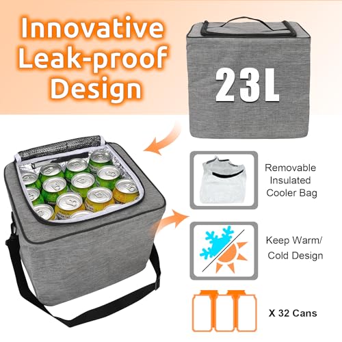 Collapsible Trunk Organizer with Insulated Leakproof Cooler Bag
