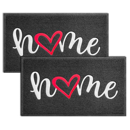 Door Mat 2 Pack Outside Inside Home Doormat 30"x17.5" Durable Floor Mat Non Slip Rug Ultra Absorb Mud Easy Clean Front Doormat for Garage (7.3 Sq Ft)