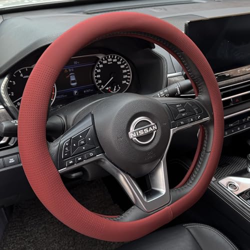 D Shaped Nappa Leather Steering Wheel Cover 14.5