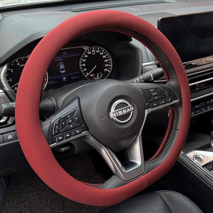 D Shaped Nappa Leather Steering Wheel Cover 14.5