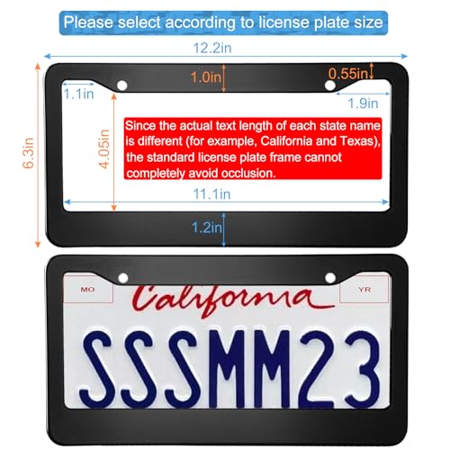 2PCS Matte Black License Plate Frames (2 Count)