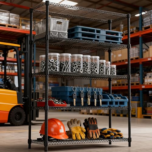 1750LBS 47.2" W 5 Tiers Shelf Steel Storage Shelves Shelving Unit Steel Organizer Wire Rack for Home