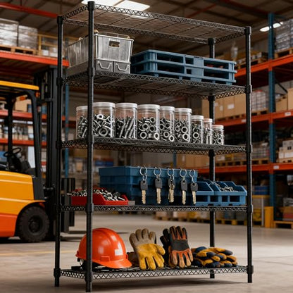 1750LBS 47.2" W 5 Tiers Shelf Steel Storage Shelves Shelving Unit Steel Organizer Wire Rack for Home