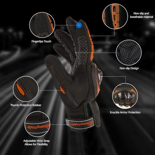 Motorcycle Gloves for Men and Women Touchscreen Guantes Para Motocicleta Hombre for Powersports BMX ATV MTB Motocross Scooter Dirt Bike Riding Gloves Motorcycle Mens Helmets Accessories