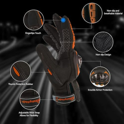 Motorcycle Gloves for Men and Women Touchscreen Guantes Para Motocicleta Hombre for Powersports BMX ATV MTB Motocross Scooter Dirt Bike Riding Gloves Motorcycle Mens Helmets Accessories