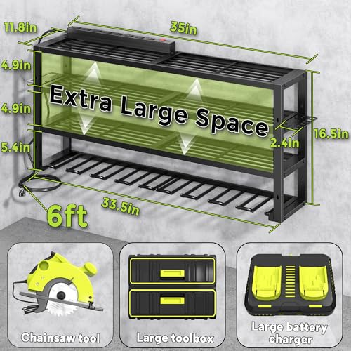 Large Power Tool Organizer Wall Mount with Charging Station