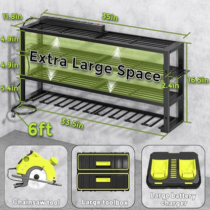Large Power Tool Organizer Wall Mount with Charging Station