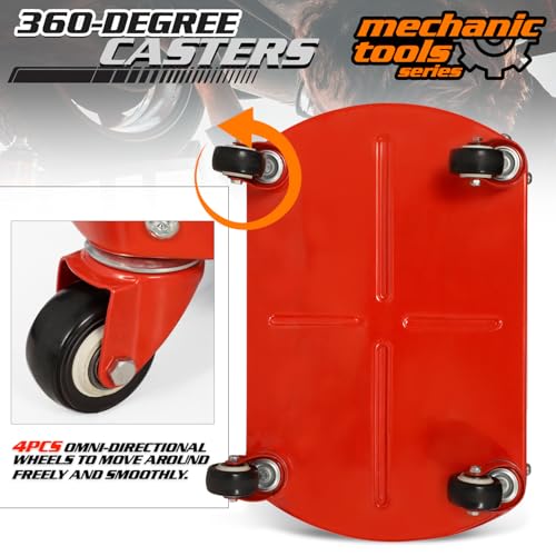 Heavy Duty Garage Rolling Work Seat 300LBS Capacity Mechanics Stool with Wheels