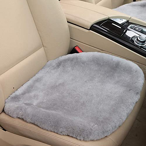 Gray Genuine Sheepskin Car Seat Cover for Fuzzy Fur Wool Cushion