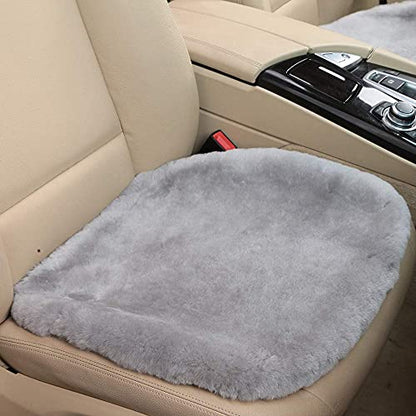 Gray Genuine Sheepskin Car Seat Cover for Fuzzy Fur Wool Cushion