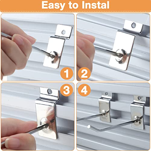 100 Pack Slatwall Hooks Silver Heavy Duty Slat Wall Hooks Metal Slatwall Accessories for Hanging Garage Retail Home Shop Display (100 Count)