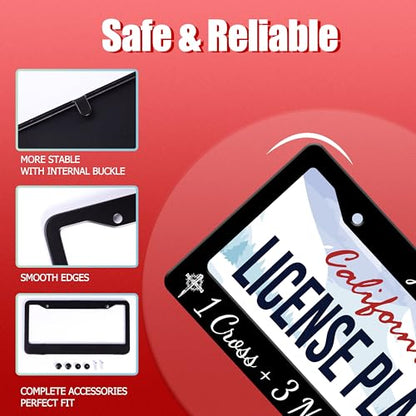 Jesus 1 Cross + 3 Nails = 4 Given License Plate Frame Stainless Steel