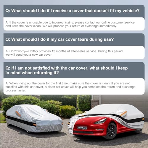 10 Layers Car Cover with Charger Port Custom Fit for Tesla Model 3