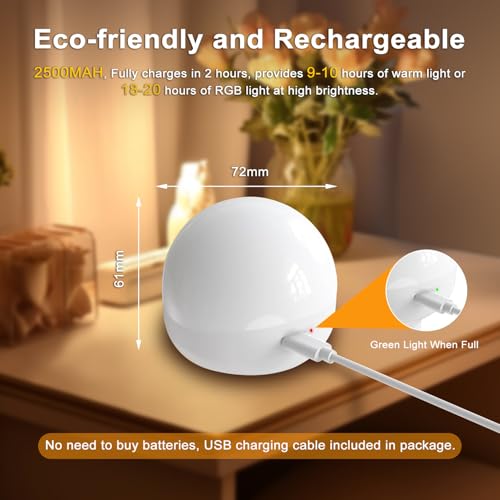 E26 2500mAh Rechargeable Light Bulbs with Remote for Lamp Sconces