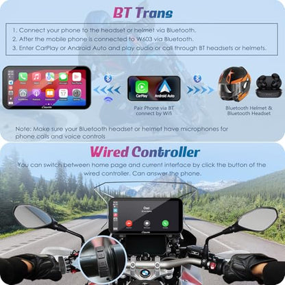W603B 6.3" Motorcycle Carplay Screen for R1200GS R1250GS S1000XR