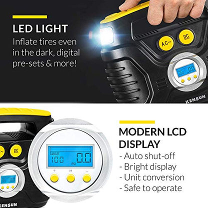 AC DC Tire Inflator Pump for Car 12V DC and Home 110V AC Swift Performance 2.0 Portable Air Compressor Pump for Car and Home
