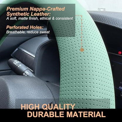 D Shaped Nappa Leather Steering Wheel Cover 14.5