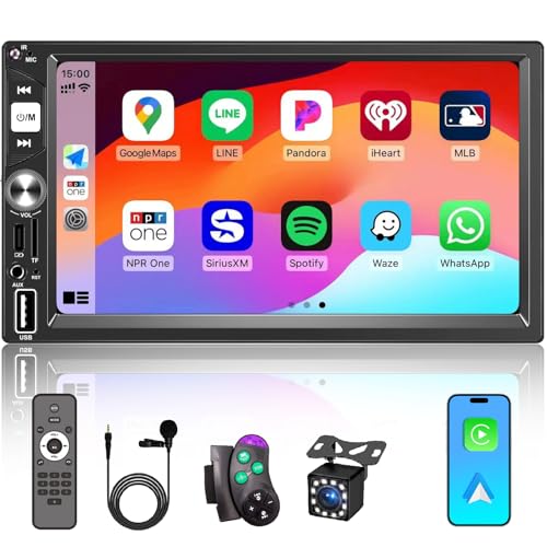 7 Inch Double Din Car Stereo Wireless Apple CarPlay Android Auto Radio