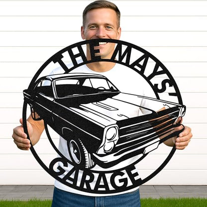 Custom Garage Workshop Metal Sign Personalized Tool Name Wall Art for Car Truck Mechanic Shop Decor Durable Steel Sign for Dad Husband Men’s Auto Workspace or Fence