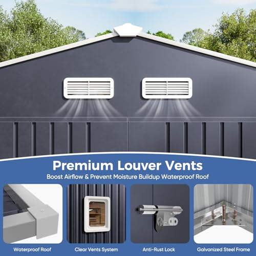 10x10 FT Metal Storage Shed with Reinforced Frame