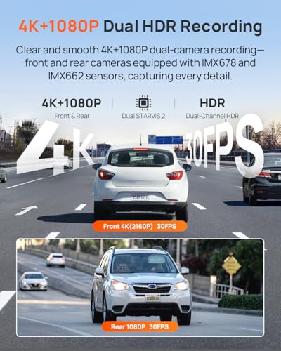 4K Dash Cam Front and Rear