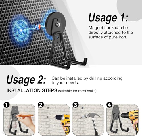 8 Pack Heavy Duty Storage Magnetic Utility Hooks Large Garage Strong Extra Magnet Hooks Hanger with Anti (8 Count)