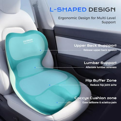 Car Seat Cushion and Lumbar Support Pillow One Piece