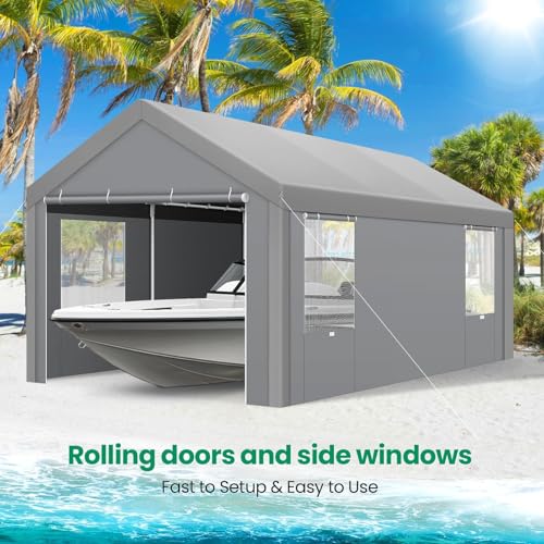 10x20 FT Heavy Duty Carport with Galvanized Frame