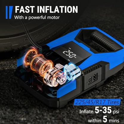 AC DC Tire Inflator Portable Air Compressor