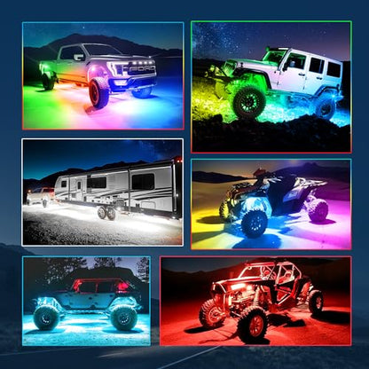 C2 MAX 8 Pods RGB+IC Chasing Rock Lights with White Housing