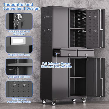 71 Inch Garage Storage Cabinet with 2 Drawers