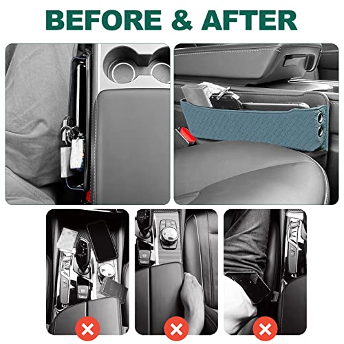 2 Set Car Seat Gap Filler Organizer Compatible for Tesla Model 3 Y X S Accessories Auto Console Side Extra Storage Boxes Seat Crevice Storage Box Leather Upgrade Front Seat Storage