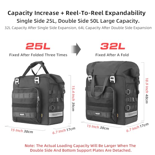 Motorcycle Saddlebag Waterproof Luggage Bag Quick Release Motorcycle Side Bag 25L Fits Most Adventure and Sports Bike Motorbike Racks