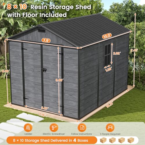 8x10 FT Outdoor Resin Storage Shed