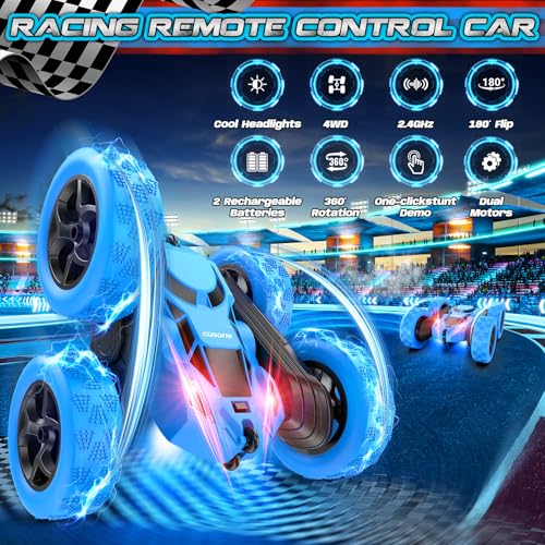 Blue RC Stunt Car for Boys Kids