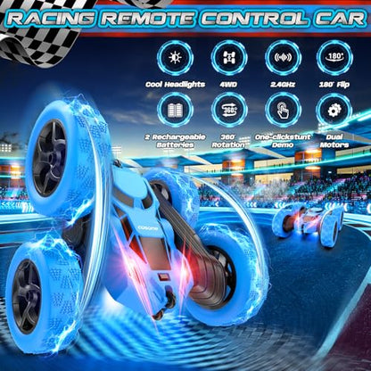Blue RC Stunt Car for Boys Kids