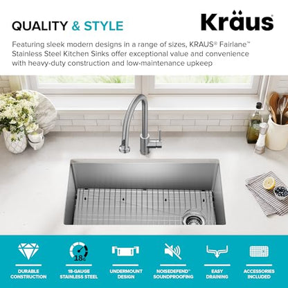 Stainless Steel 33 in 18 Gauge Undermount Sink KHU640