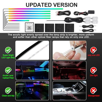 Dreamcolor Acrylic Interior Car LED Strip Light with Wireless APP