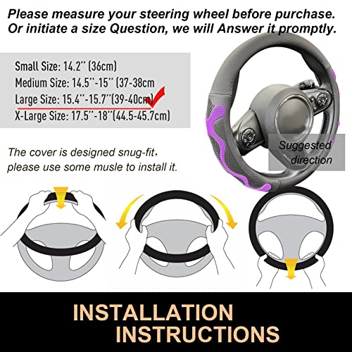 Large Size Comfy Grip Steering Wheel Cover 15.75 Inch