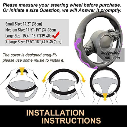 Large Size Comfy Grip Steering Wheel Cover 15.75 Inch