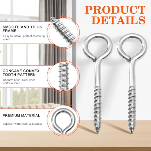 2Pcs Self Tapping Eyelet Screw Eye Bolt