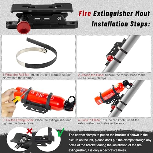 Quick Release Fire Extinguisher Mount with 8 Clamps for Tractor 2PCS (2 Count)