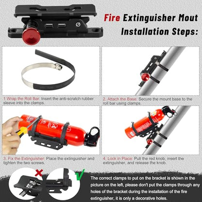 Quick Release Fire Extinguisher Mount with 8 Clamps for Tractor 2PCS (2 Count)