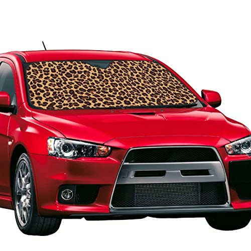 Leopard Car Windshield Sunshade Front Window Sun Visor Protector Foldable Shield Cover for Truck SUV